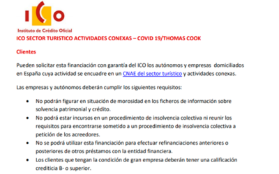 ICO sector turístico actividades conexas – COVID19 / THOMAS COOK